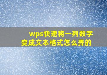 wps快速将一列数字变成文本格式怎么弄的