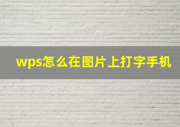 wps怎么在图片上打字手机