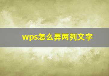 wps怎么弄两列文字