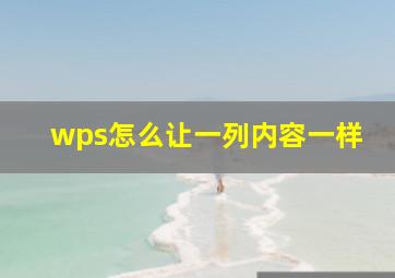 wps怎么让一列内容一样