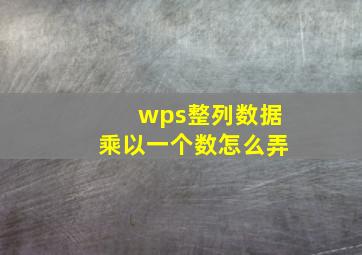 wps整列数据乘以一个数怎么弄