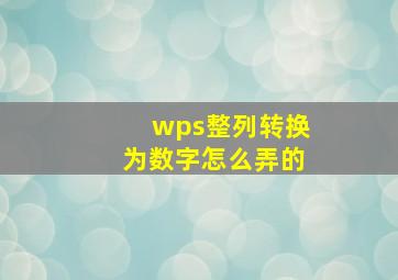 wps整列转换为数字怎么弄的