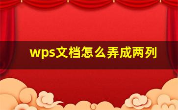 wps文档怎么弄成两列