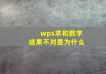 wps求和数字结果不对是为什么