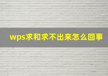 wps求和求不出来怎么回事