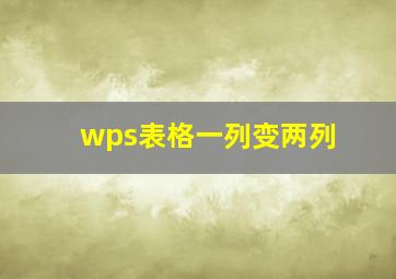 wps表格一列变两列