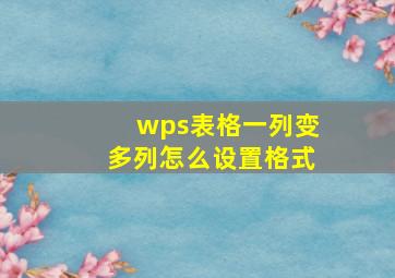 wps表格一列变多列怎么设置格式