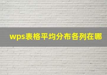 wps表格平均分布各列在哪