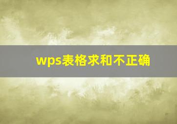 wps表格求和不正确