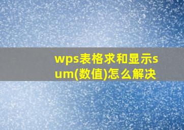 wps表格求和显示sum(数值)怎么解决