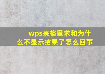 wps表格里求和为什么不显示结果了怎么回事