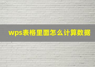 wps表格里面怎么计算数据