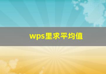 wps里求平均值