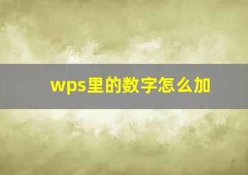 wps里的数字怎么加