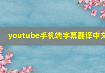 youtube手机端字幕翻译中文