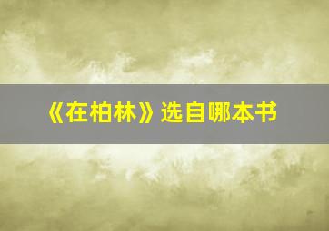 《在柏林》选自哪本书