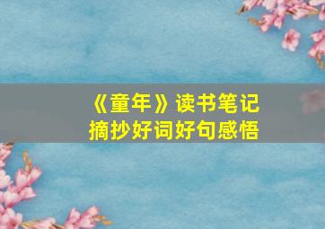 《童年》读书笔记摘抄好词好句感悟