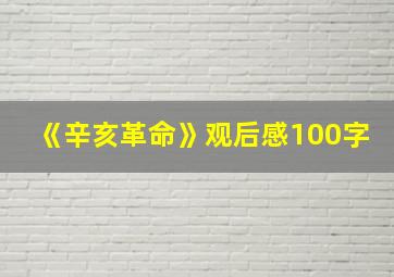 《辛亥革命》观后感100字