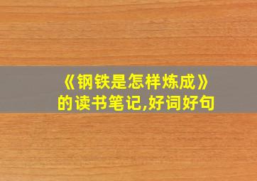 《钢铁是怎样炼成》的读书笔记,好词好句