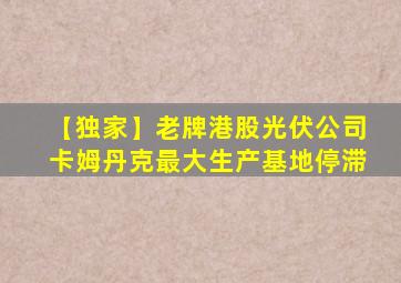 【独家】老牌港股光伏公司卡姆丹克最大生产基地停滞