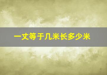 一丈等于几米长多少米