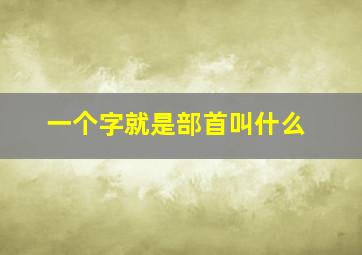 一个字就是部首叫什么