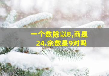 一个数除以8,商是24,余数是9对吗