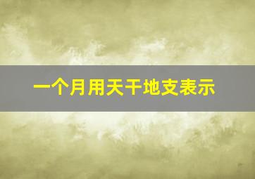 一个月用天干地支表示