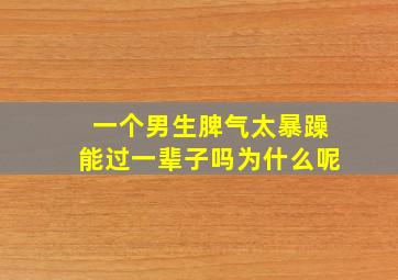 一个男生脾气太暴躁能过一辈子吗为什么呢