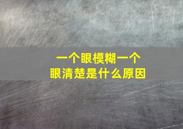 一个眼模糊一个眼清楚是什么原因