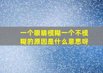 一个眼睛模糊一个不模糊的原因是什么意思呀