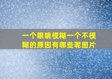 一个眼睛模糊一个不模糊的原因有哪些呢图片