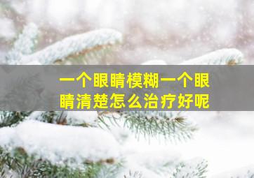 一个眼睛模糊一个眼睛清楚怎么治疗好呢