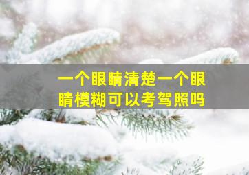 一个眼睛清楚一个眼睛模糊可以考驾照吗