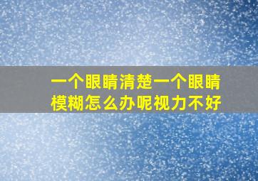 一个眼睛清楚一个眼睛模糊怎么办呢视力不好