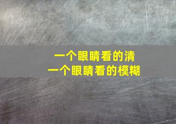 一个眼睛看的清一个眼睛看的模糊