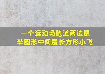 一个运动场跑道两边是半圆形中间是长方形小飞