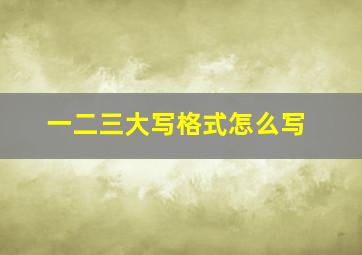 一二三大写格式怎么写