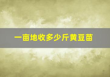 一亩地收多少斤黄豆苗