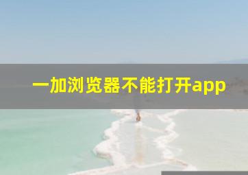 一加浏览器不能打开app