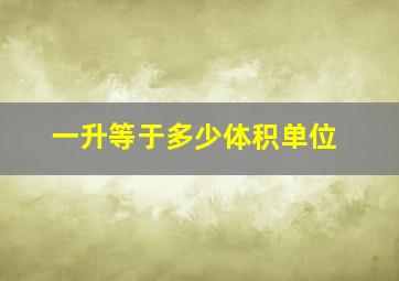 一升等于多少体积单位