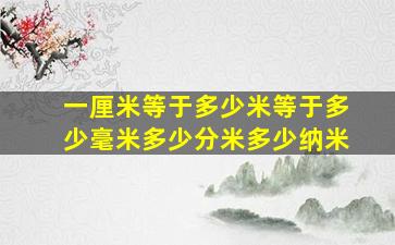 一厘米等于多少米等于多少毫米多少分米多少纳米