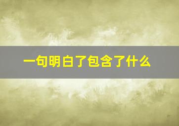 一句明白了包含了什么