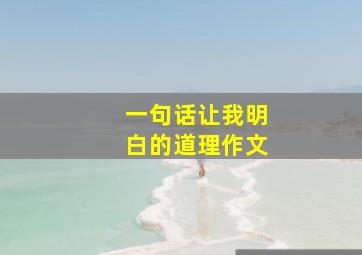 一句话让我明白的道理作文