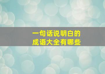 一句话说明白的成语大全有哪些