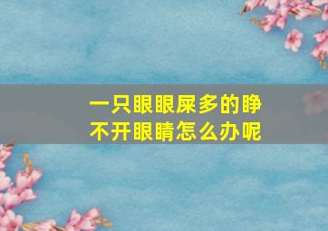 一只眼眼屎多的睁不开眼睛怎么办呢