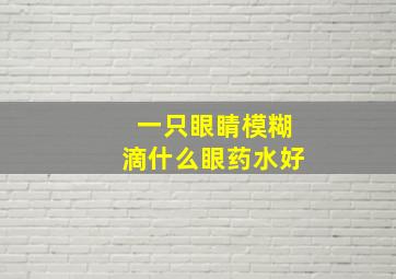 一只眼睛模糊滴什么眼药水好