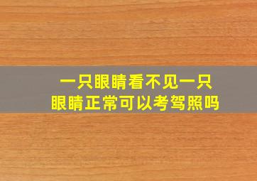 一只眼睛看不见一只眼睛正常可以考驾照吗