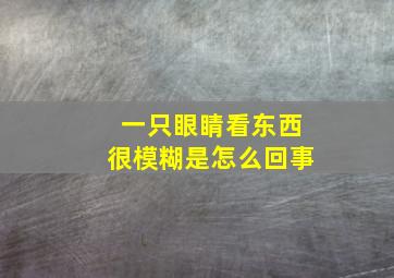 一只眼睛看东西很模糊是怎么回事