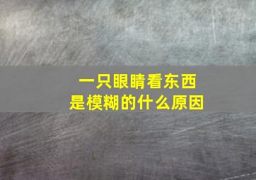 一只眼睛看东西是模糊的什么原因